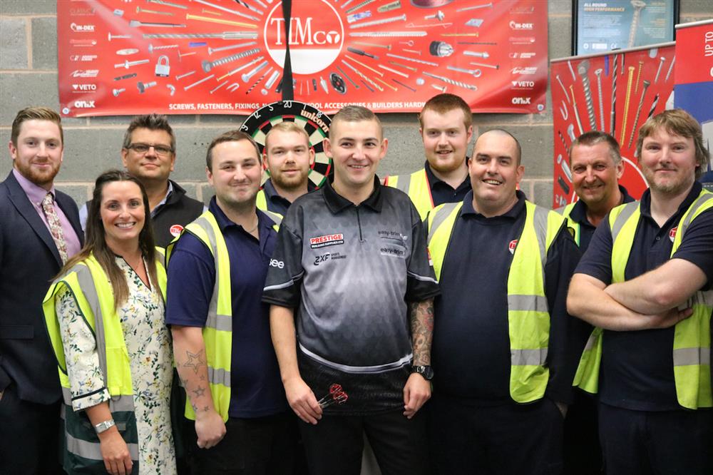 TIMco Team with Professional Darts Player Nathan Aspinall