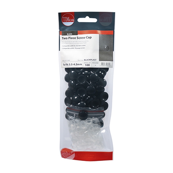 TIMcoTwo Piece Screw Caps Black